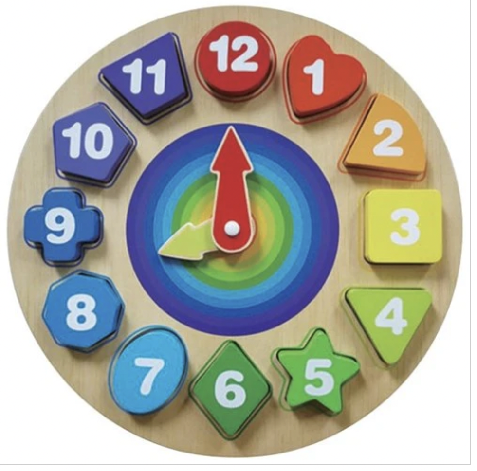 Wooden Clock with Shaped Numbers