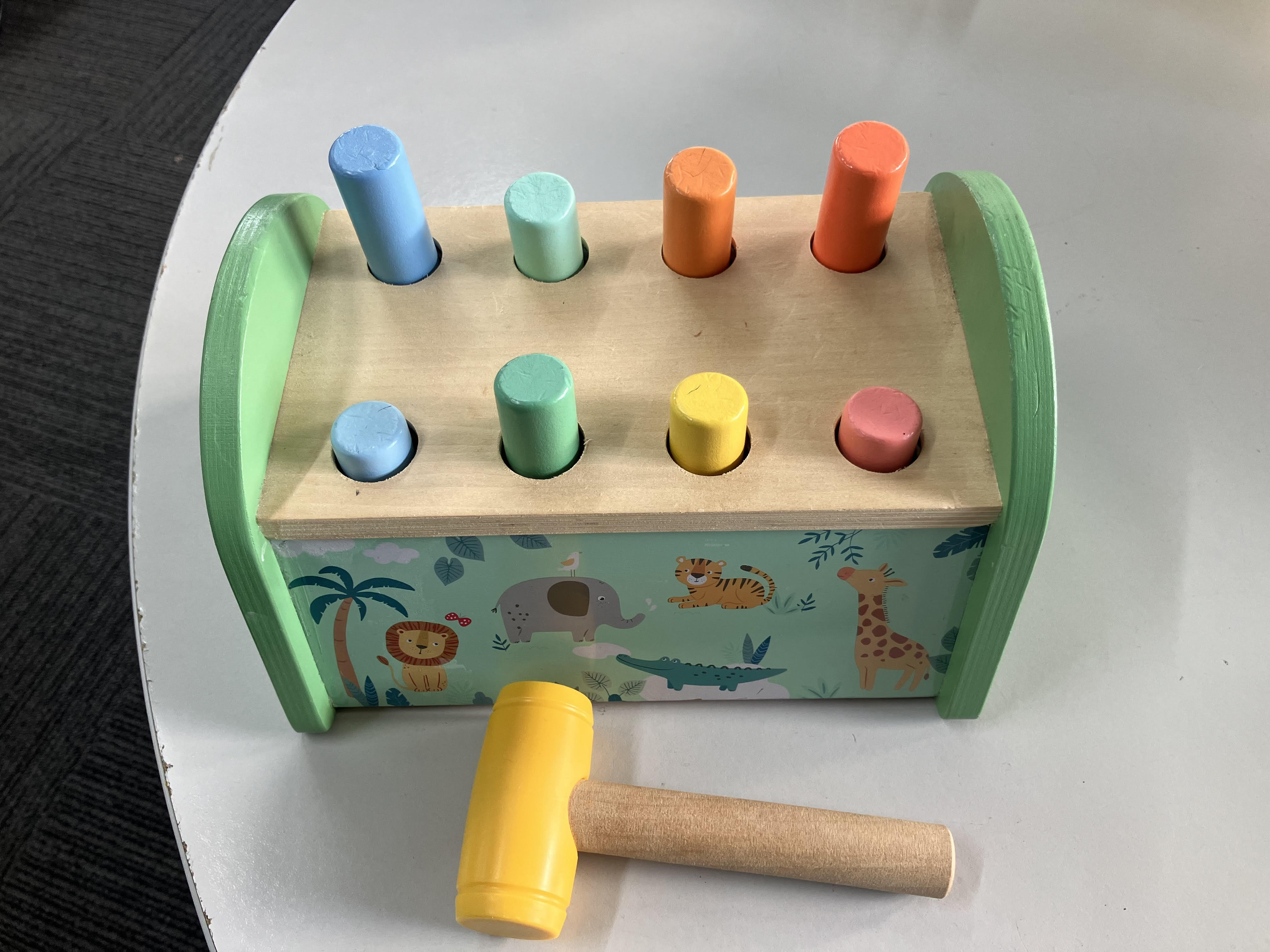 Wooden hammer and peg set